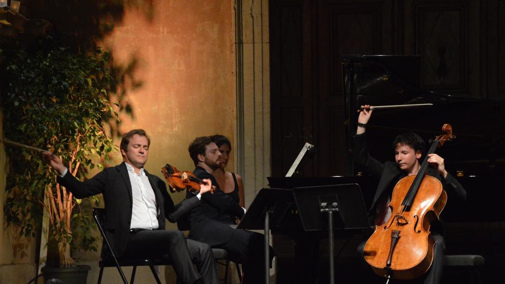 31/7/17 PARVIS ST MICHEL: RENAUD CAPUÇON, EDGARD MOREAU, DAVID KADOUCH: PHOTO CH MERLE