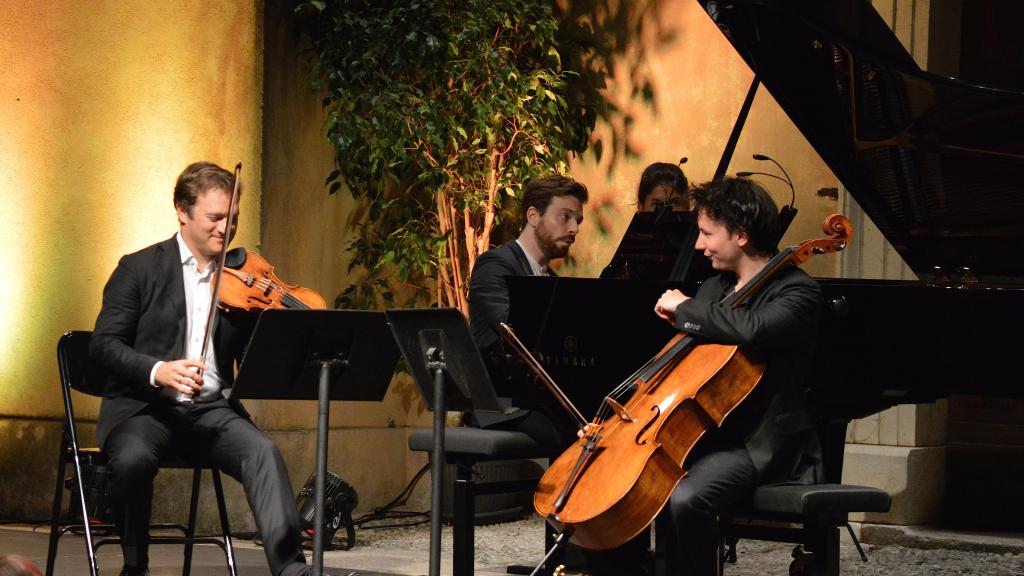 31/7/17 PARVIS ST MICHEL: RENAUD CAPUÇON, EDGARD MOREAU, DAVID KADOUCH: PHOTO CH MERLE