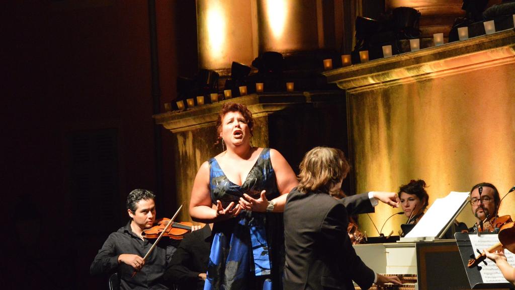 le13/8/17 au Festival de Musique de Menton,Marie Nicole LEMIEUX chante des airs d'Opéra de Vivaldi accompagné par l'Orchestre Il POMO d'ORO, dir: M. EMELYANYCHEV(PhotoCh MERLE)