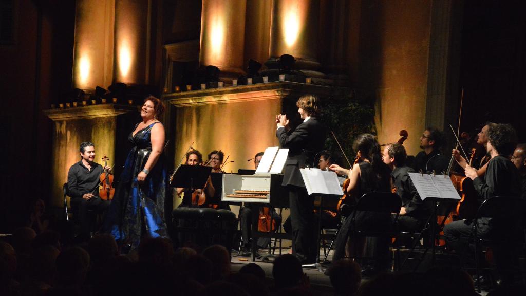 le13/8/17 au Festival de Musique de Menton,Marie Nicole LEMIEUX chante des airs d'Opéra de Vivaldi accompagné par l'Orchestre Il POMO d'ORO, dir: M. EMELYANYCHEV(PhotoCh MERLE)