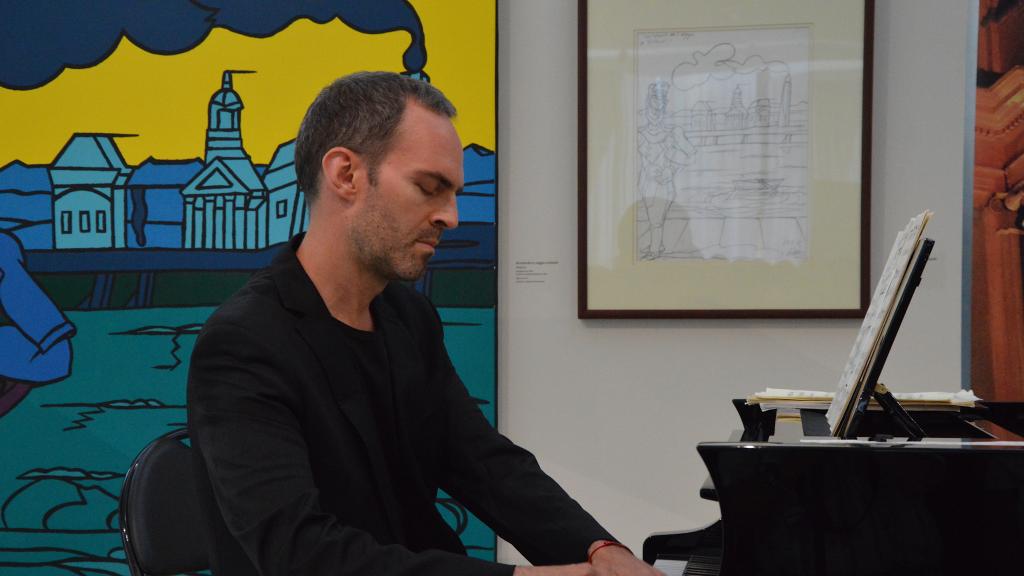 le 3/8/18 David BISMUTH joue l'allegro appassionato opus 70 de C. Saint Saëns au Musée Cocteau à Menton(Photo Ch.MERLE)