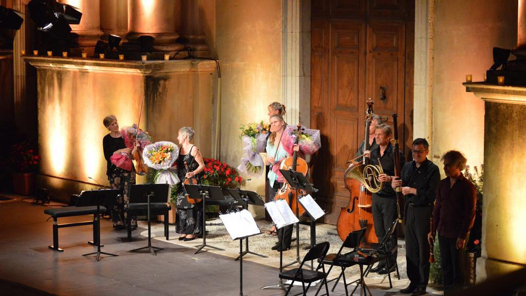 le 8/8/18 Isabelle FAUST et son Octuor sous les ovations du public du Festival de Musique de Menton(Photo Ch.MERLE)